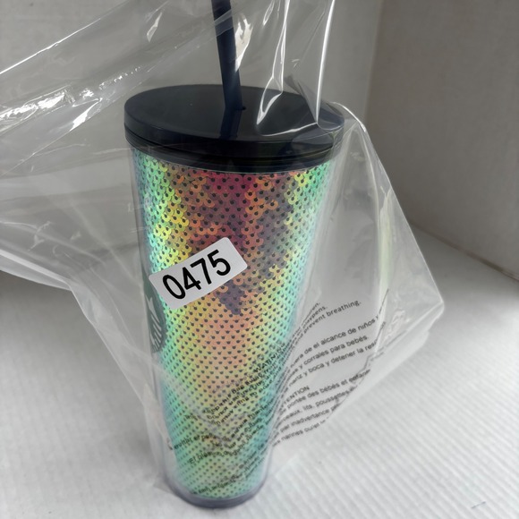 Starbucks 24oz Studded Tumbler Iridescent Rainbow Oil Slick Cold Cup Reusable - Picture 6 of 6